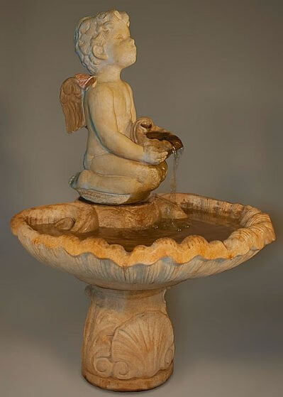 Smiling Cherub Fountain Henri Studio cast stone