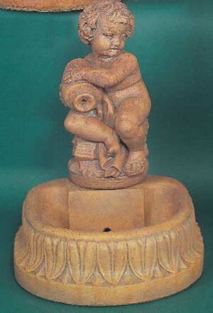 Jug Boy Water Fountain, cast stone. Giannini Garden Ornaments.