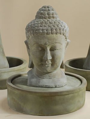Meditation Buddha Water Fountain Led Nozzle Light Avaiable, cast stone. Giannini Garden Ornaments.