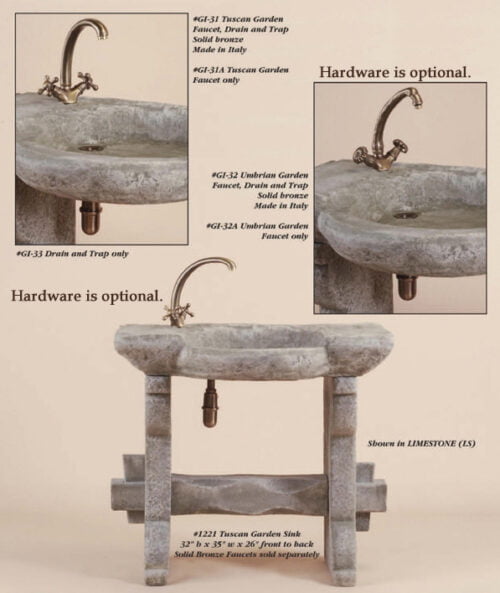 Tuscan Garden Sink, cast stone. Giannini Garden Ornaments.