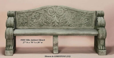 Villa Antinori Bench, cast stone. Giannini Garden Ornaments.