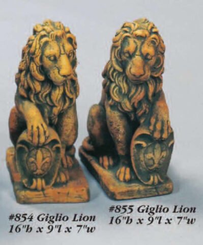 Giglio Lion Statues, cast stone