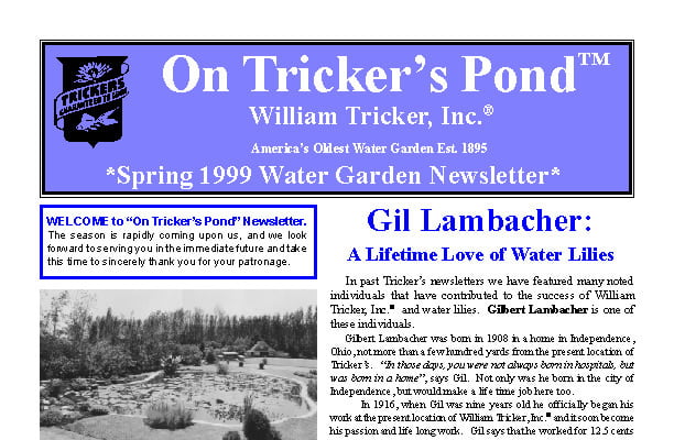 1999 On Tricker’s Pond Newsletter