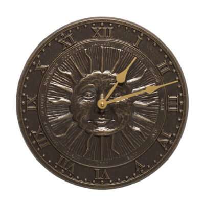 Sunface 12 indoor outdoor wall clock Copper Verdigris. Whitehall 01588